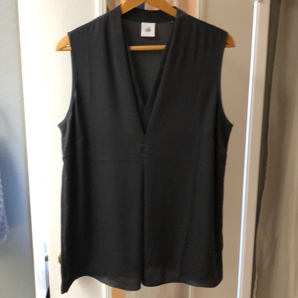 CAbi charcoal sleeveless front placket shell
